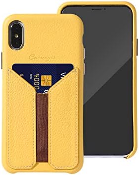 Cassenger Slim Fit Genuine Italian Leather with Card Slot Holder Wallet Case Compatible with iPhone Xs-(Yellow, for iPhone Xs)