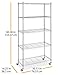 Whitmor 5 Tier Supreme Shelving Unit, Metal Storage Shelves, Adjustable Heavy Duty Shelf with Wheels, 400 lbs Capacity per Shelf, 2000 lbs Total for Pantry, Garage, Kitchen, Chrome