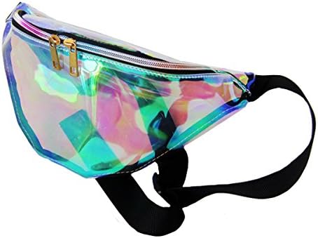 Orfila Hologram Fanny Pack PVC Transparent Laser Waterproof Waist Pack for Concert or Rave, Reflective