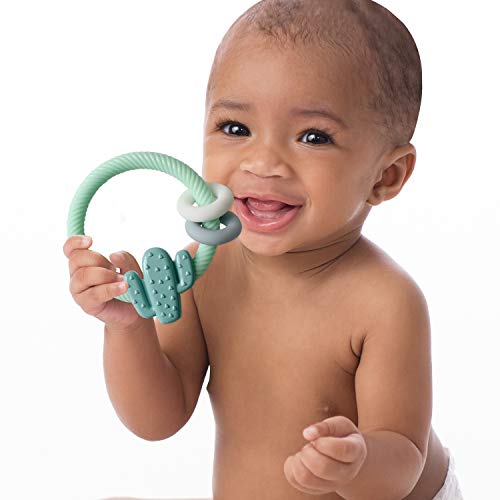 image for Itzy Ritzy Silicone Teether with Rattle; Features Rattle Sound, Two Si