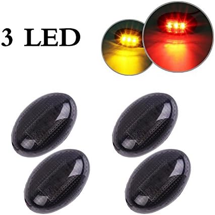 Partszone 4PCS Smoked Lens LED Fender Bed Side Marker Lights For 1999-2010 Ford F350 F450 F550 2x Amber + 2x Red Kit