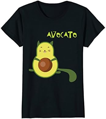 Womens Avocato Funny T-Shirt Cute Cat Avocado Gift For Vegan Large Black