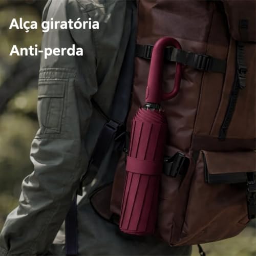 Guarda-Chuva Premium Botão Automático Abre e Fecha Varetas Reforçadas Proteção Solar UV Blackout Resistente ao Vento Compacto Dobrável Sombrinha Portátil Mochila Bolsa Mala Fivela de Anel