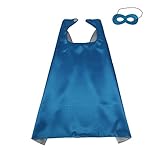 iROLEWIN 70cmX70cm Special Polyester Boys&Girls Cape+Mask Any Color Double-Sided (Blue-Sliver)