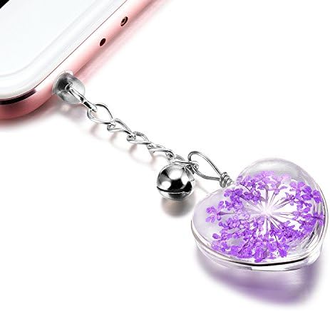 VaporMao Handmade Real Flower Anti Dust Plug/ Ear Cap / Cell Phone Charms For iPhone, iPad, iPod, Samusung and Other 3.5mm Ear Jack, Purple
