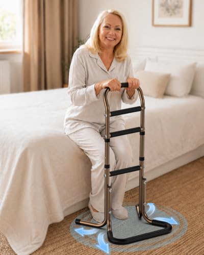 Standing Aid for Seniors, Height-Adjustable Walking Aid and Standing Aid, Ergonomic Handles for Comfortable Standing from Bed, Sofa and Toilet, Non-Slip U-Base for Secure Standing, for Disabled People
