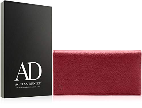 Genuine Leather Checkbook Cover For Women & Men - Checkbook Holder Check Book Covers For Duplicate Checks Card Wallet RFID