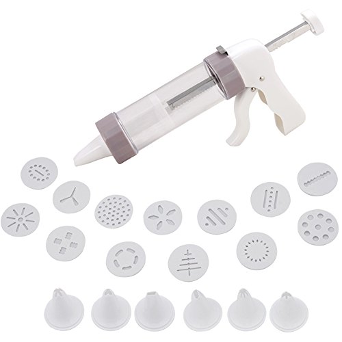 VolksRose 20 PCS Kitchen Baking Tools Accessories Cake Biscuits Mold, Cookie Press Making Gun with Decorating Tips - 13 Disc Shapes and 6 Icing Tips, Premium Cookies Presser Icing Mould Kit #1