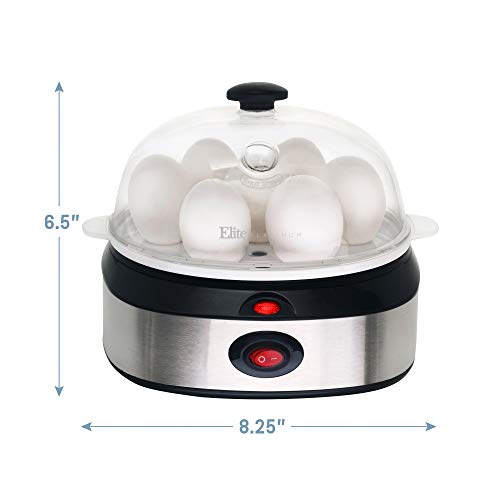 Maxi-Matic EGC-207 Easy Electric Egg Poacher, Omelet & Soft, Medium, Hard-Boiled Measuring Cup Included, 7 Capacity, Stainless Steel (Renewed)