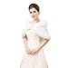 Women Faux Fur Shawls Halloween Costume Wrap Wedding Bridal Capelet Shouder Cape (White/Embroidery)