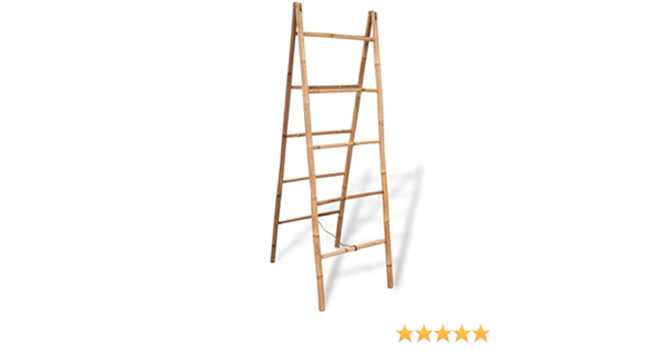 vidaXL Doble Toalla Escalera con 5 peldaños bambú 50 x 160 cm