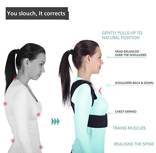 T-Box Posture Corrector for Women & Men - Medical Upper Back, Clavicle, Shoulder Support Brace - Figure 8 Design Improves Bad Posture, Hunchback, Thoracic Kyphosis, Forward Head, Back Pain Relief - R