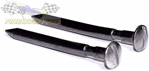 Pinewood Pro PRO Bent 2.5 Degree Pine Derby Axles | Set of 2 | Polished, Nickel Plated, and Graphite Coated for Rail Rider Cars | Canting axles to Reduce Friction| Ride The Rail to Victory