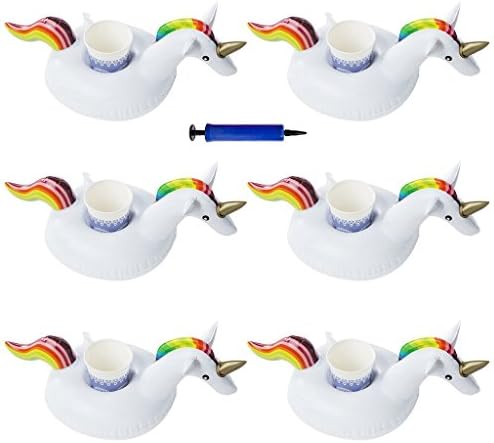 12 PCS Inflatable Drink Holder Coasters Water Toys,6 Flamingo,6 Palm Tree Swimming Floats for Pool Party Water Fun