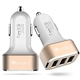 Car Charger Adapter, iOrange-E 5.1A 26W 3 Port USB Car Charger for iPhone 6 6Plus 5s 5c 5, iPad Air mini iPad mini2, iPad 4th Generation, White & Gold