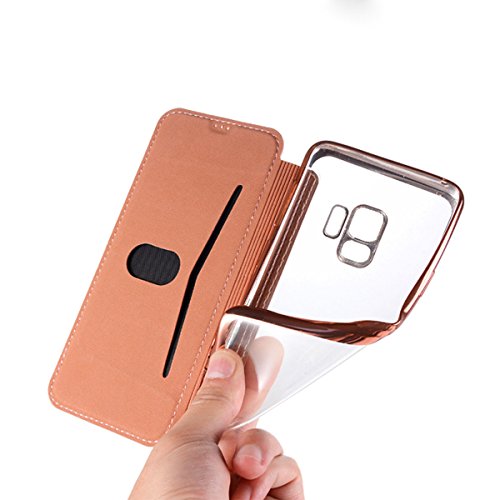 Scheam Samsung Galaxy S9 Plus Wallet Leather Case, Protective Durable Leather Case Shell Folio flip Cell Phone Cover with Card Slots Cash Pocket, Rose Gold