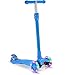 BELEEV Kick Scooter for Kids 3 Wheel Scooter, 4 Adjustable Height, Lean to Steer with LED Light Up Wheels for Children from 3 to 13 Years Old (Sky Blue)