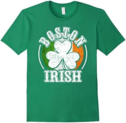 Men's Boston Clover Irish T-shirt With Flag Of Ireland Medium Kelly Green