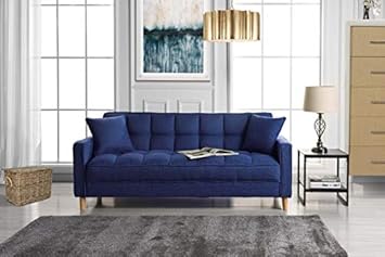 Amazon Com Divano Roma Furniture Exp104 3s Blu Modern Sofas Dark