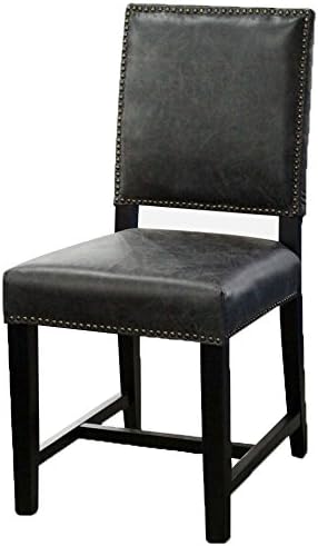 R-4500D Top Grain Antique Black Leather Dining Chair