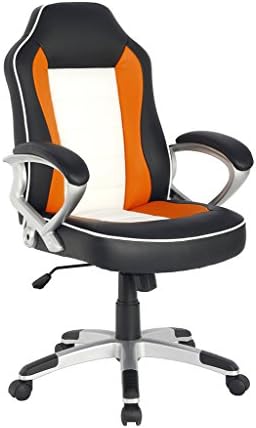 NKV Mid Back Gaming Chair Office Desk Chair Computer Game Chair Swivel Task Chair (Black/White/Orange)