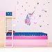 CCUT Cute Unicorn Wall Sticker Removal Unicorn Wall Decals with Bling Star&Heart PVC Wall Art Stickers Wall Mural Decor for Kids Girls Bedroom Home Nursery Room