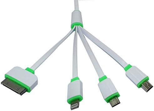 Premium 4 in 1 Turbold Multi Usb Charger Adapter And Micro USB for iPhone 6 Plus 5 5S 5C iPad 4th Gen Air Mini iPod touch 5th 7th Gen Samsung Galaxy S4 and More (White&amp;Green)