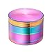 Colourful 4 Pieces Metal Zinc alloy Tobacco Grinder Spice Grinder Herb Grinder-Rainbow Metal (63mm-Diameter)-By KepooMan