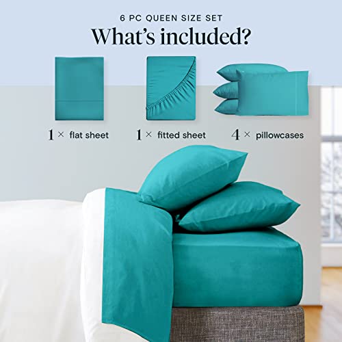 6 PC Sheet Set Sheets Deep Pockets 18" Eco Friendly Wrinkle