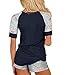 Lisingtool Women's Lace Short Sleeve T-Shirt Tee Blouse Casual Tops (L, Deep Blue)