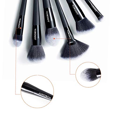 JUNO & Co. Microfiber Velvet Sponge, Latex-Free, Dual Layer Technology, Flawless Makeup Blender for Foundations, Powders and Creams (Velvet Sponge & Essential Brush Bundle)
