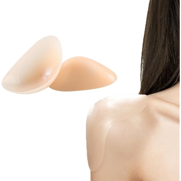 3 Pairs Reusable Shoulder Push-Up Pads - Silicone & Sponge, Anti-Slip, For Posture & Shape (Transparent & Skin Tone) - View #2