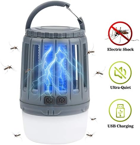 IREGRO Bug Zapper Mosquito Killer Lamp 2 in 1 LED Camping Lantern UV Insect Trap Portable Mosquito Zapper Tent Light USB Rechargeable For Camping Outdoor Indoor Hiking Fishing