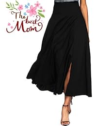 Calvin & Sally - Falda mediana plisada de cintura alta para mujer con bolsillos