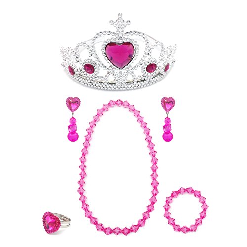 Elesa Miracle Girl Kids Dress Up Tiaras Necklace Bracelet Clip on Earrings Toy Playset