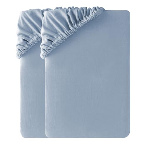 SOULFUL Spannbettlaken 180x200cm 2er Set, 100% Gewaschene Baumwolle Bettlaken Spannbetttuch Atmungsaktiv mit Leinenartigem Griff, öKotex Zertifiziert-