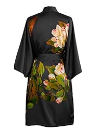 Old Shanghai Bata kimono corto para mujer - Flores en acuarela