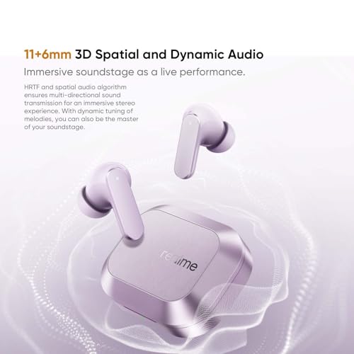 realme Buds Air 8 Bluetooth Headphones, 55dB ANC Adaptive and 58h Autonomy, Wireless Headphones with 11+6 Mm Controller, Ear-by AI Assistant and AI Translator, Hi-Res Audio LHDC 5.0, IP55, Grey