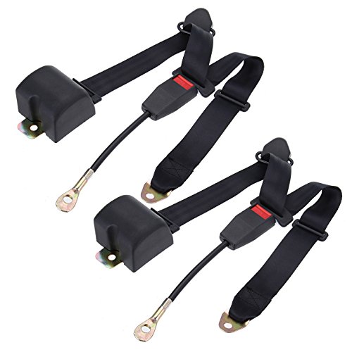 Click Here to See More Images Ambienceo 2Pcs 3 Point Universal Adjustable Retractable Auto Car Safety Seat Belt with Buckle Black