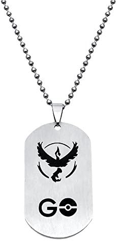 JewelryX - 100pcs Team Valor Game Pokemon Go Ball Pokeball Army Military Dog Tag Charm Pendant Necklace Women Men