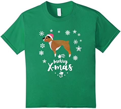 Kids Merry Christmas Boxer Dog Lover Gift T Shirt 4 Kelly Green