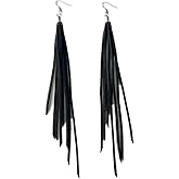 Boho Tassel Fringe Earrings for Women Western Fringe Leather Drop Dangle Earrings Ethnic Dangling Long Tassel Earrings Elegant Thread Feather Jewelry Gifts