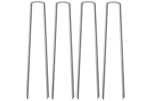 OK5STAR 50 Pack Landscape Staples 12 inch,Heavy Duty Garden Stakes Pins Galvanized Landscape Fabric Staples Sod Ground Staple for Anchoring Weed Barrier Fabric