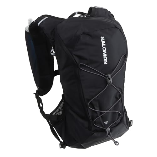 Salomon Agile 12 Set Unisex Running waistcoat with included Flask, Dynamic comfort, Quick access, Multi-purpose, Black