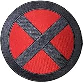X Storm Gray and Red Embroidered [Iron On Patch - 3.5 inch] for Jackets, Vests, Back Packs, Hats, and Tactical Gear