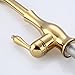 KES Brass Singel Lever High Arc Pull Down Kitchen Faucet with Retractable Pull Out Wand, Swivel Spout, Titanium Gold, L6915-4