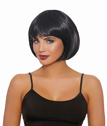 Dreamgirl Women's Short Black Bob Wig Adult Costume, Black, One Size