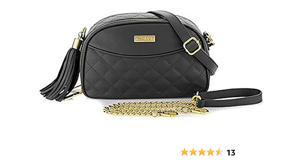 Amazon.com: Joy \u0026 Iman, acolchado a rombos Crossbody Bolsa de piel genuino  con Rfid, color negro : Ropa, Zapatos y Joyería