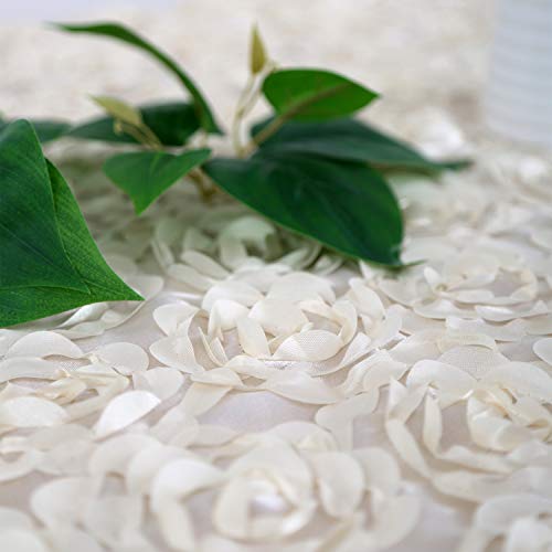 Fanqisi Ivory Rosette Tablecloth 90 x156 Inches Satin Raised Rosettes Rectangle Tablecloth for Engagement Ceremony Wedding Table Decoration