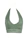 Floral Lace Halter Bra Bralette Top Bustier Wireless (Oil-Green,L)